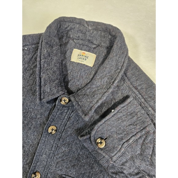 Marine Layer Mens Button Up Quilted Overshirt Shirt Jacket Shacket Gray Med $128 - Picture 1 of 10